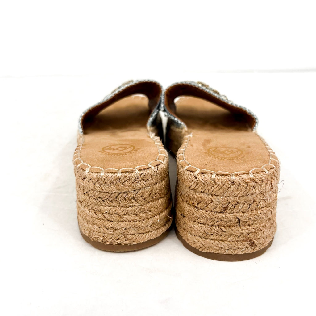 WHITE MOUNTAIN Womens Stitch Espadrille Wedge Sandals Size 9.5M Blue Raffia NWOB