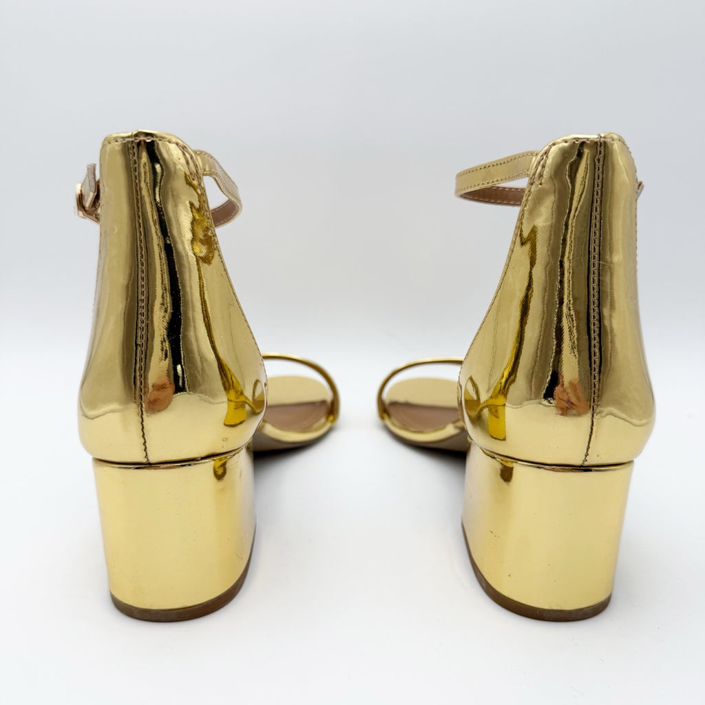 Steve Madden Womens Irenee Heeled Sandals Size 7.5 M Gold Foil NWOB