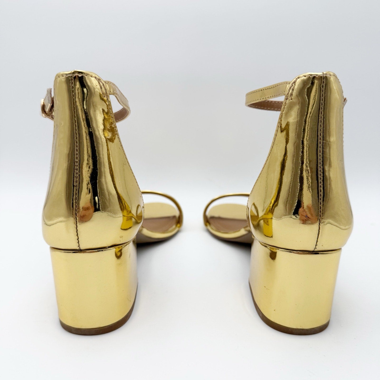 Steve Madden Womens Irenee Heeled Sandals Size 7.5 M Gold Foil NWOB
