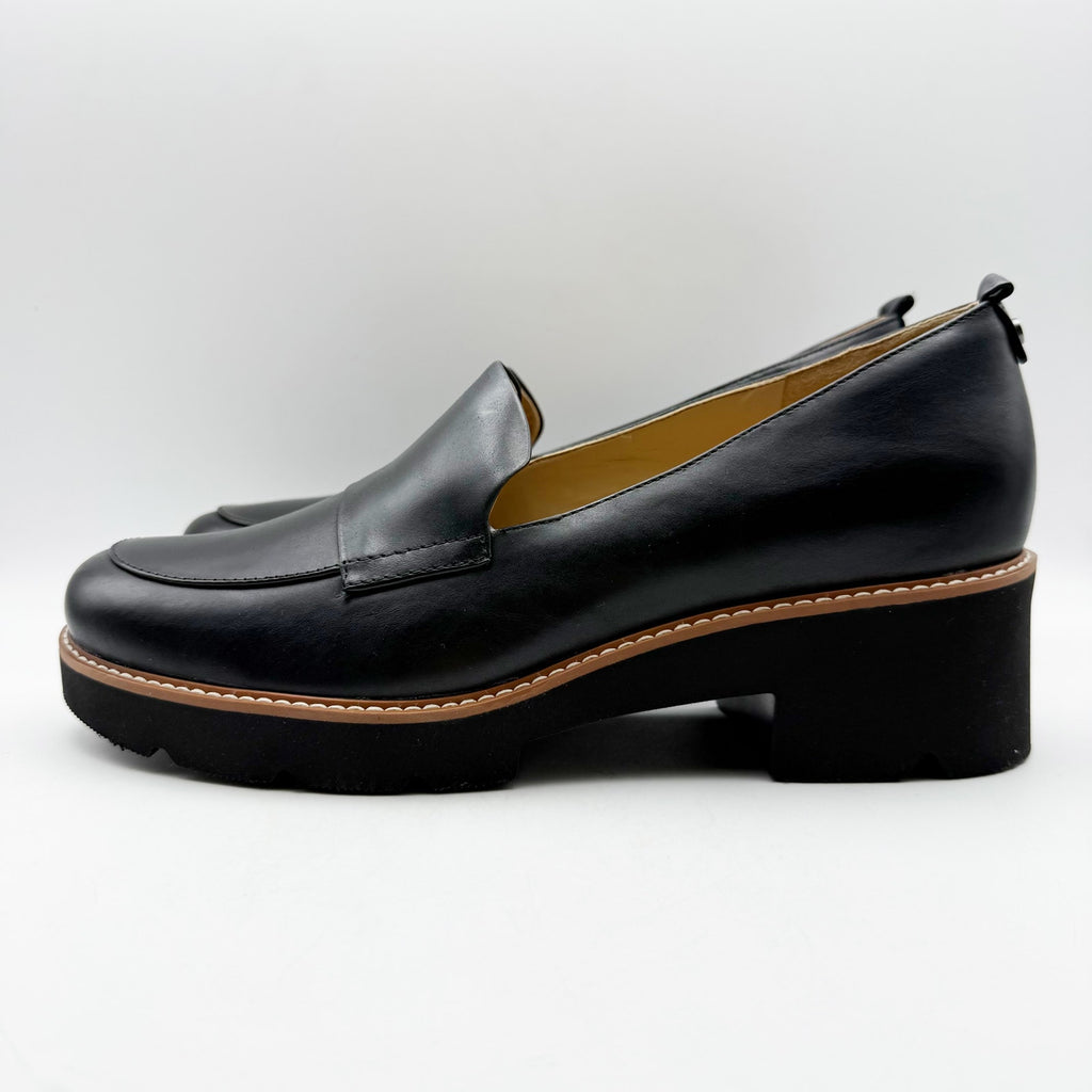 Naturalizer Womens Darry Lug Sole Loafer Size 12 EU 43 Black Leather Slip On NIB