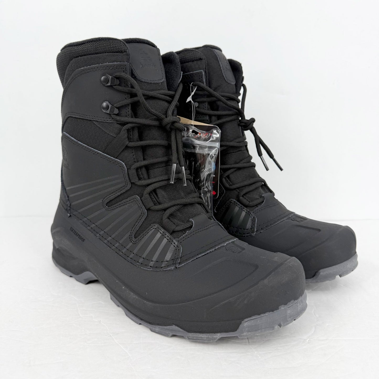 Kamik Mens Iceland Snow Boots US 12 EU 45 Black Grey Waterproof NWOB
