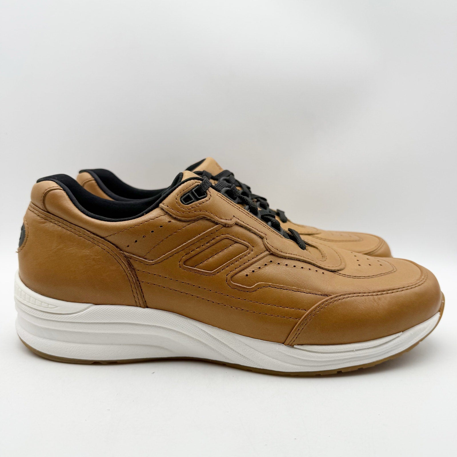 SAS Mens Journey Lux Leather Sneakers US 9.5 M Brown White Lace Up NIB