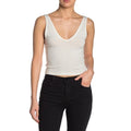 ABOUND Womens Double V-Neck Ribbed Crop Tank Top XXL White Stretch NWT