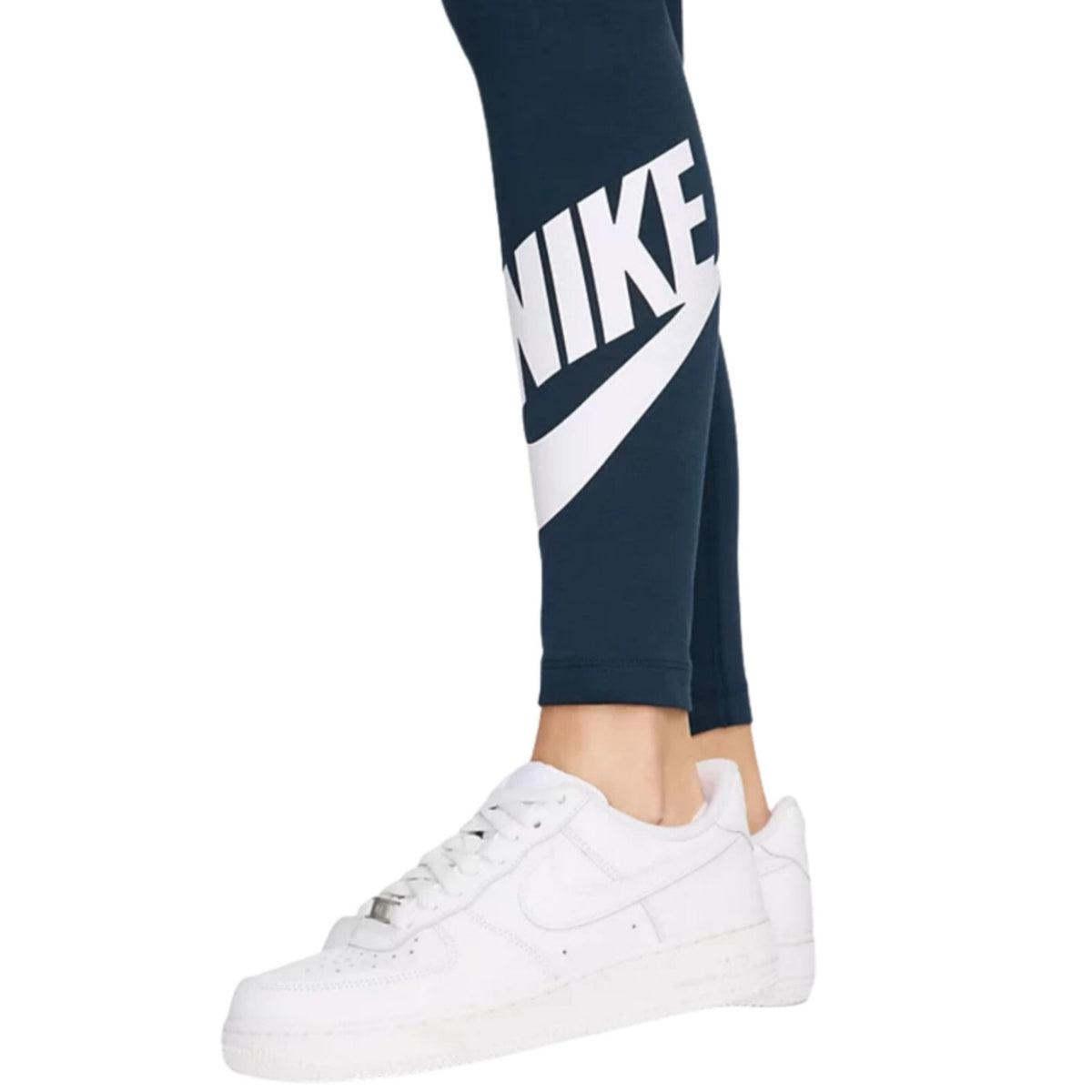 Nike Womens Logo Full Length Leggings XS Navy Blue Athletic High-Waisted NWT