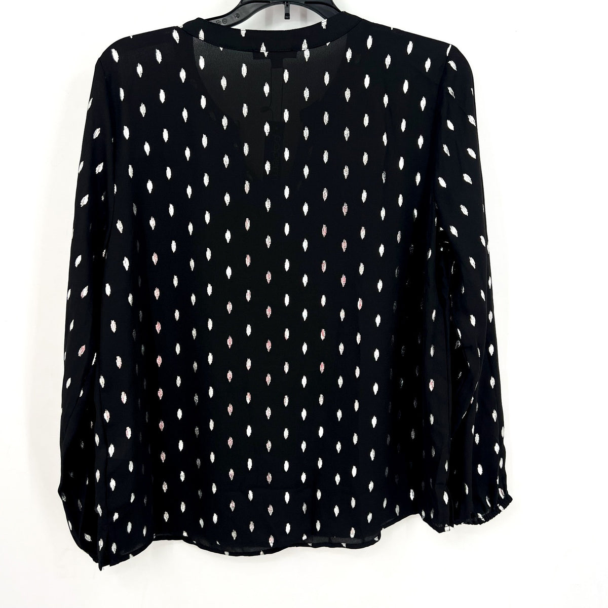 STITCH FIX - PAPERMOON Womens V Neck Blouse Small Black Silver Print NWT