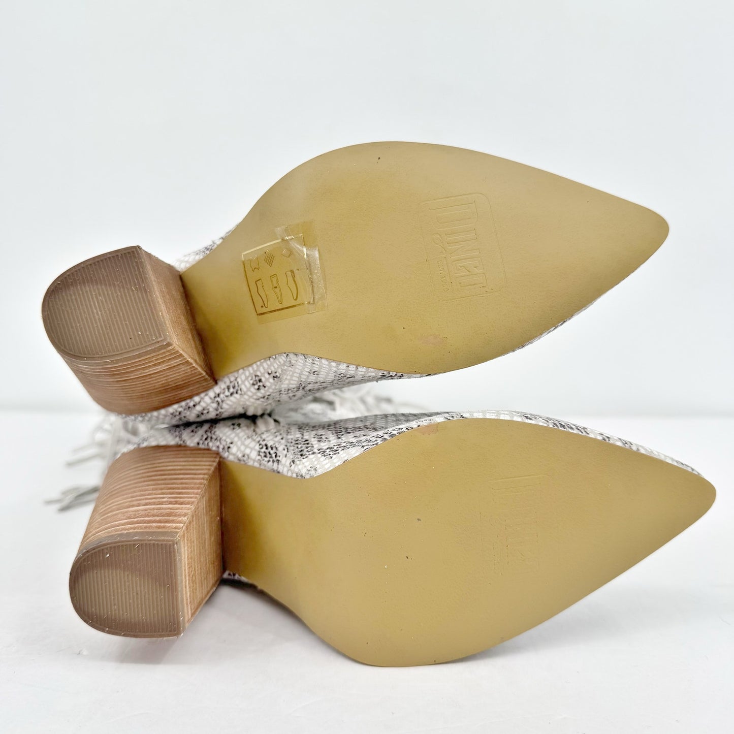 DINGO Womens Kitty Kat Fringe Snake Snip Toe Cowboy Boots US 8.5M White