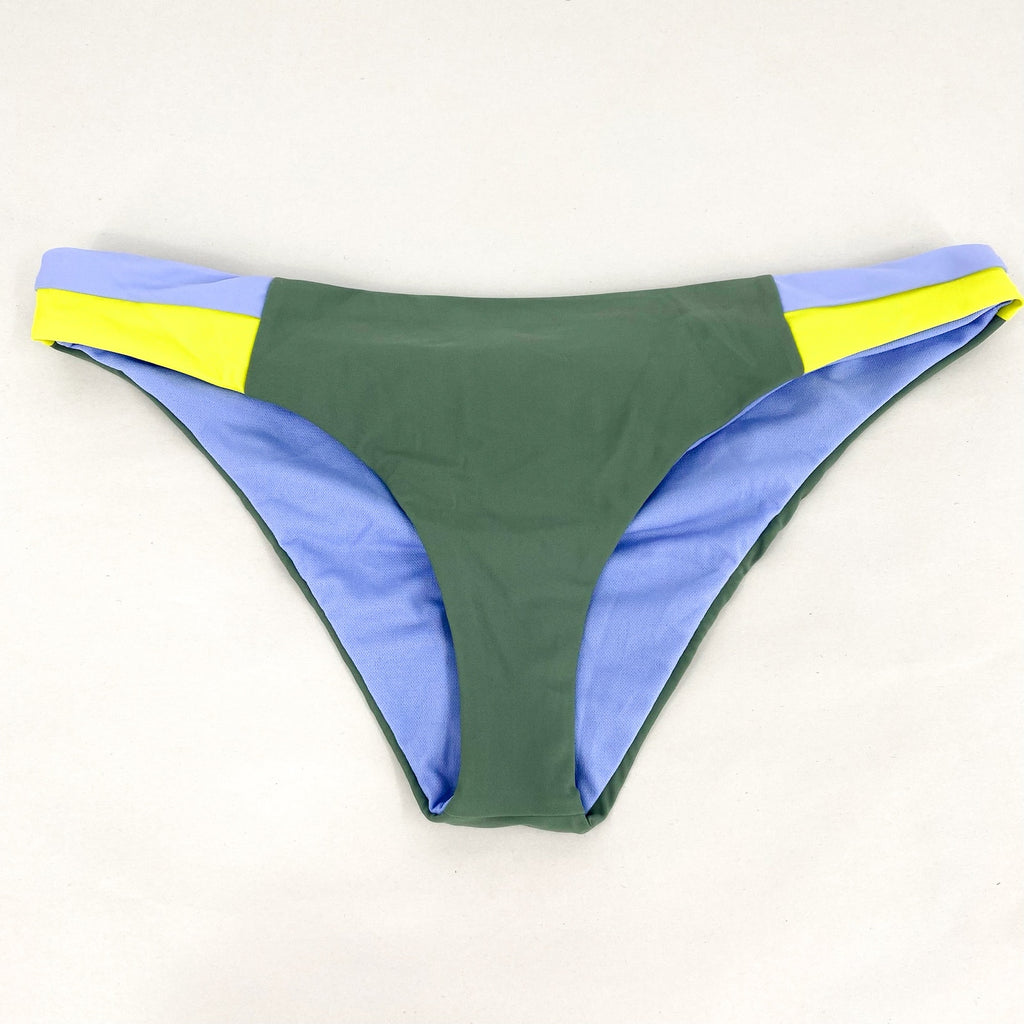 PRANA Women's Innix Bikini Bottom Medium Army Green Colorblock NWT