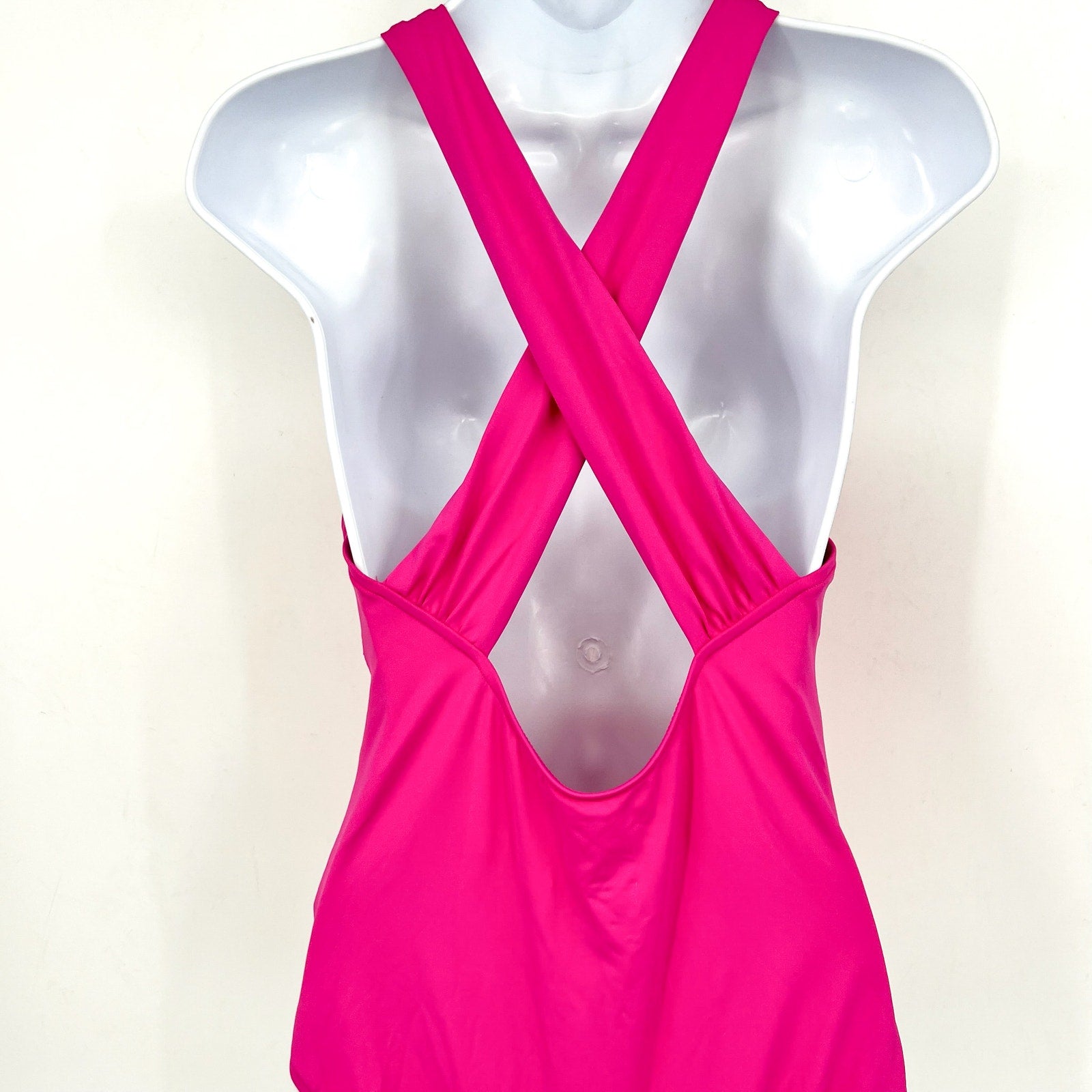 SEAFOLLY COLLECTIVE Cross Back One Piece Size 8 Hot Pink Plunge Neck NWT