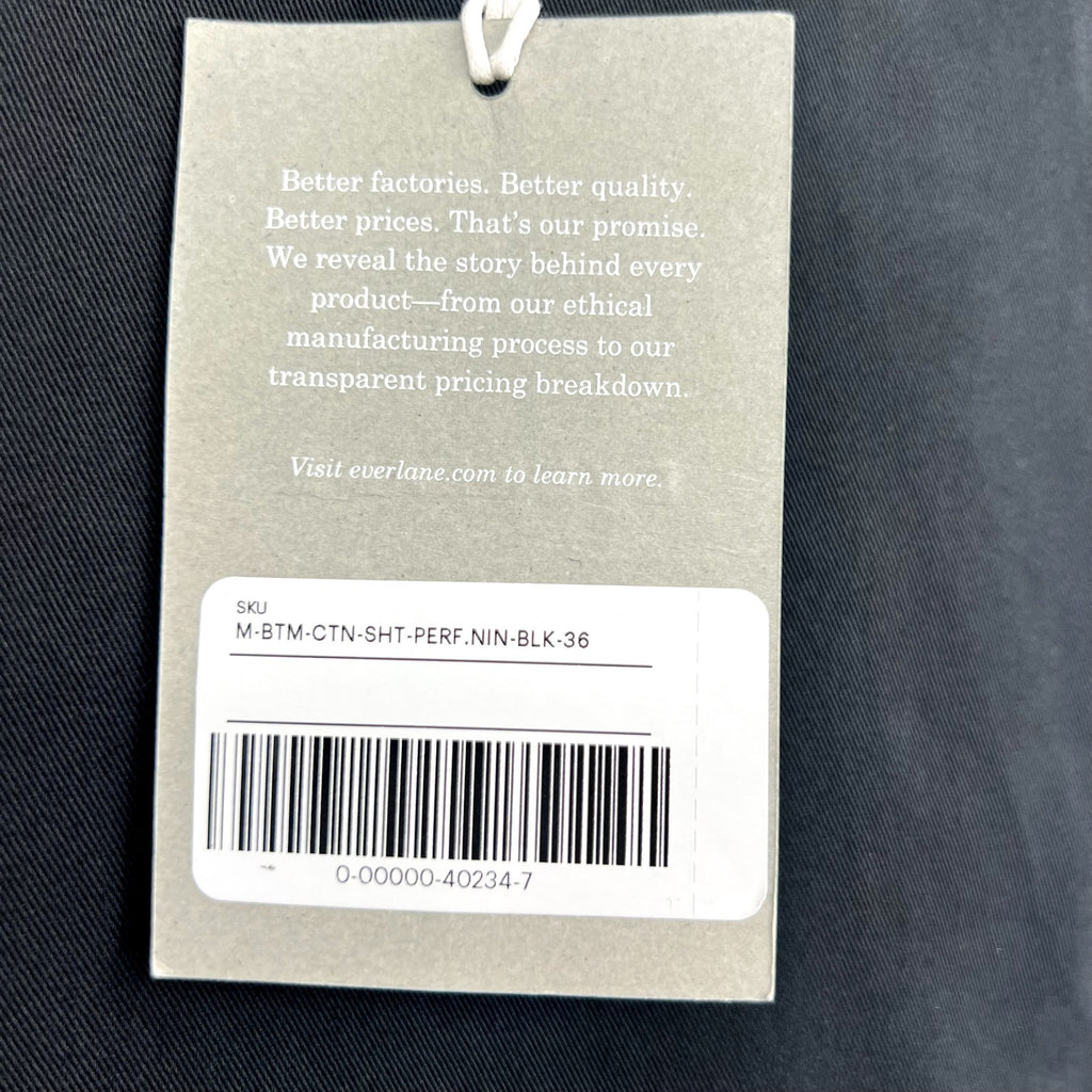 EVERLANE Men's The 9" Performance Chino Shorts Size 36 Black NWT