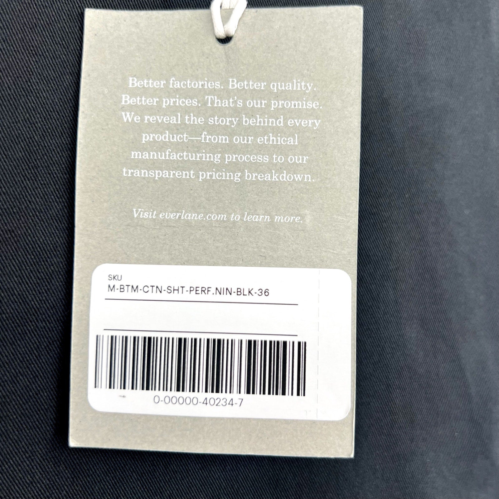 EVERLANE Men's The 9" Performance Chino Shorts Size 36 Black NWT
