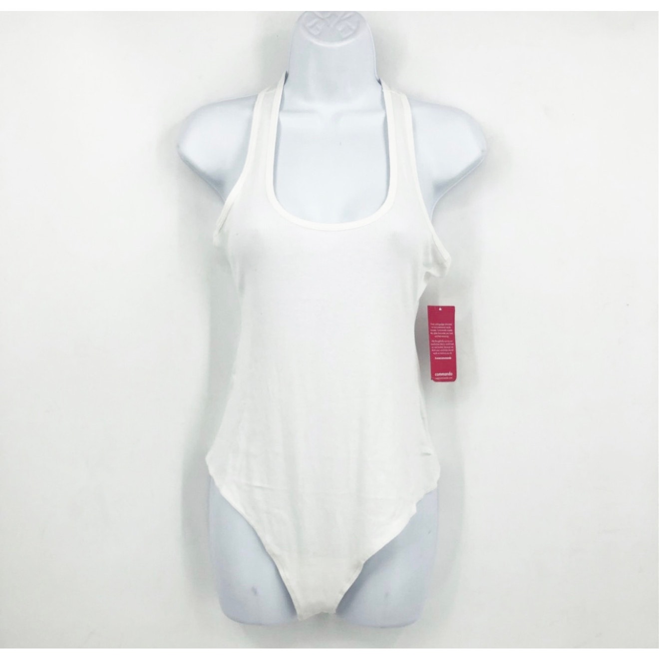 COMMANDO Women's Luxury Rib Racerback Bodysuit Medium White Tank Thong NWT