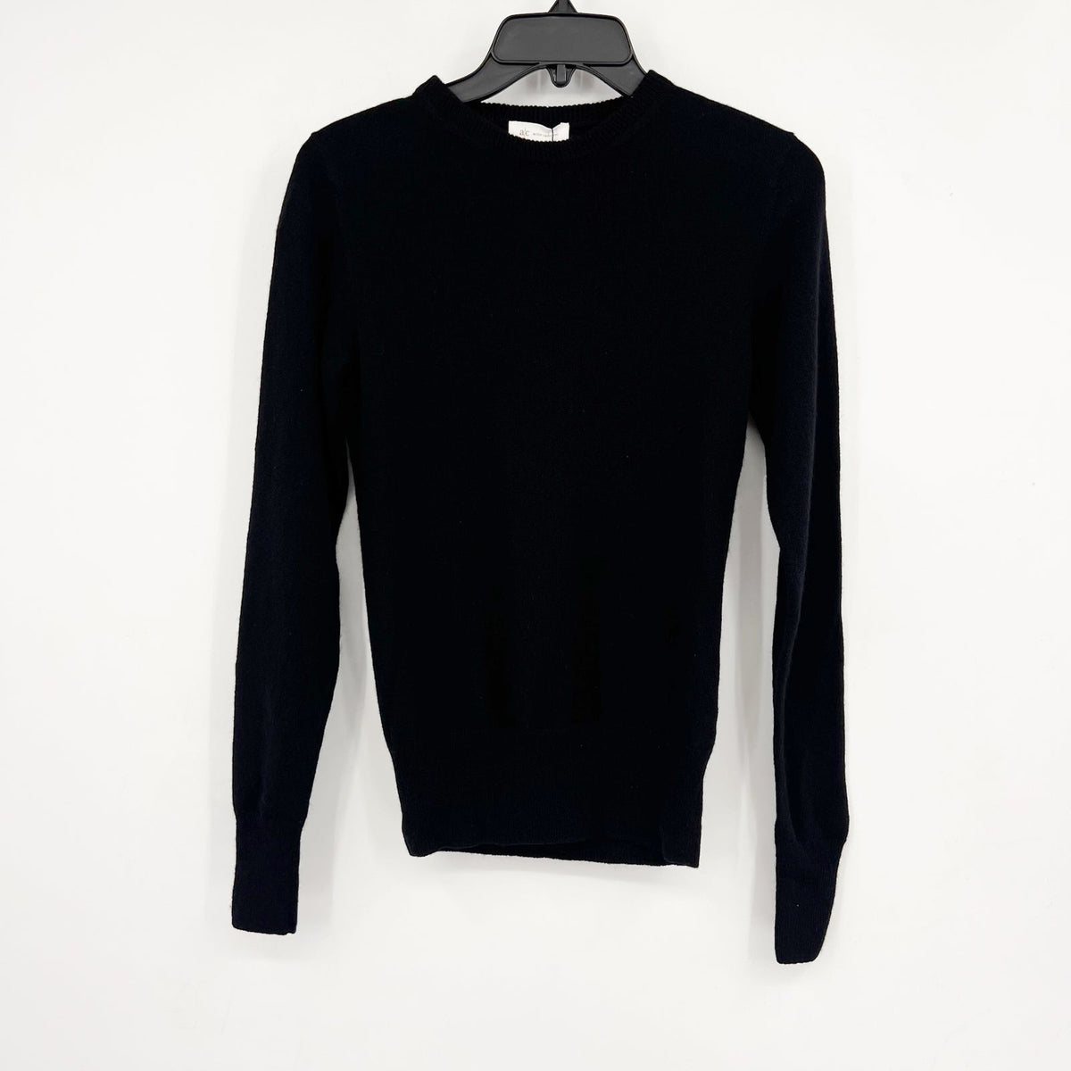 A/C ACTIVE CASHMERE Womens Fitted Cashmere Sweater XS Black Crewneck NWT