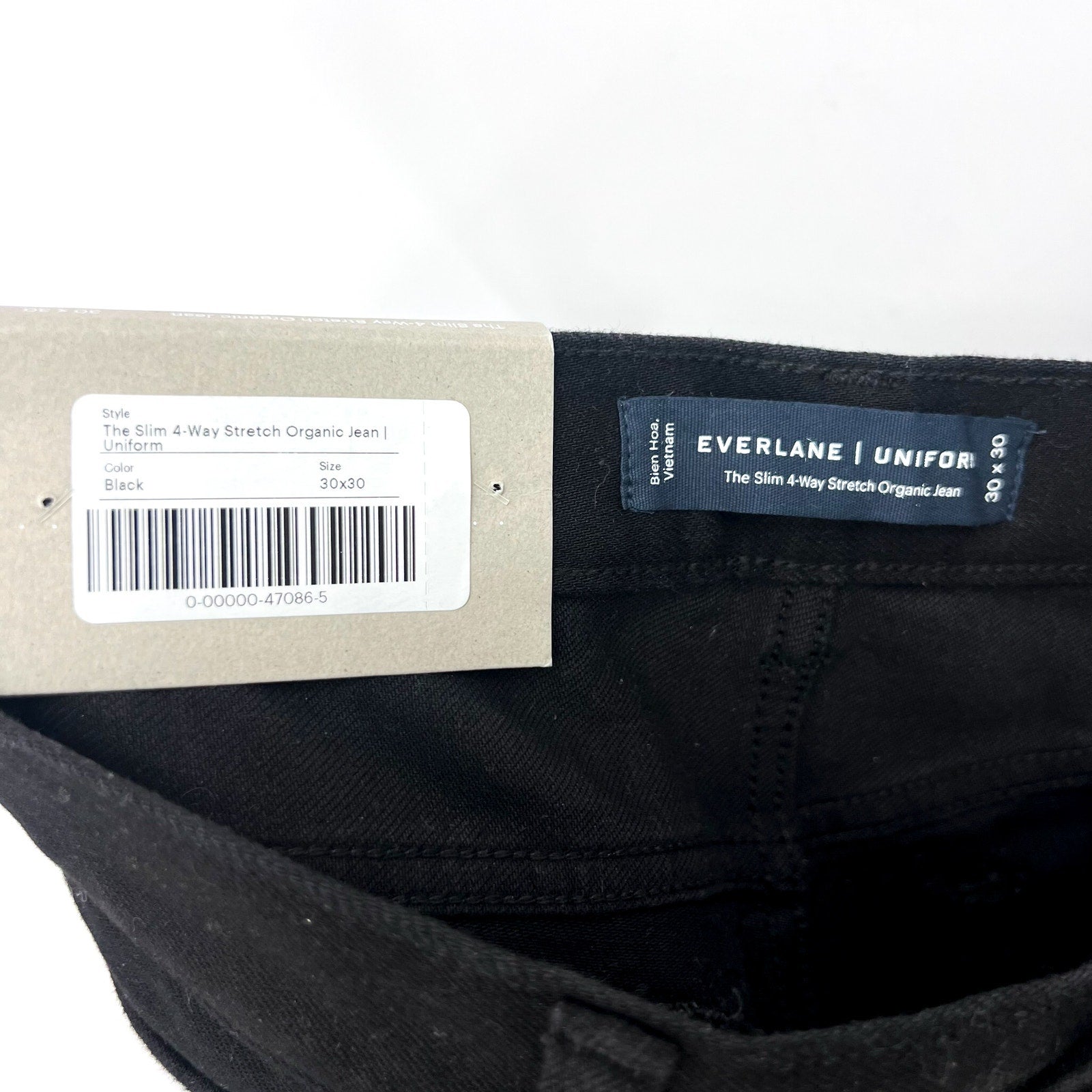 EVERLANE Men's Slim 4-Way Stretch Jeans 30x30 Black Uniform Organic Cotton NWT
