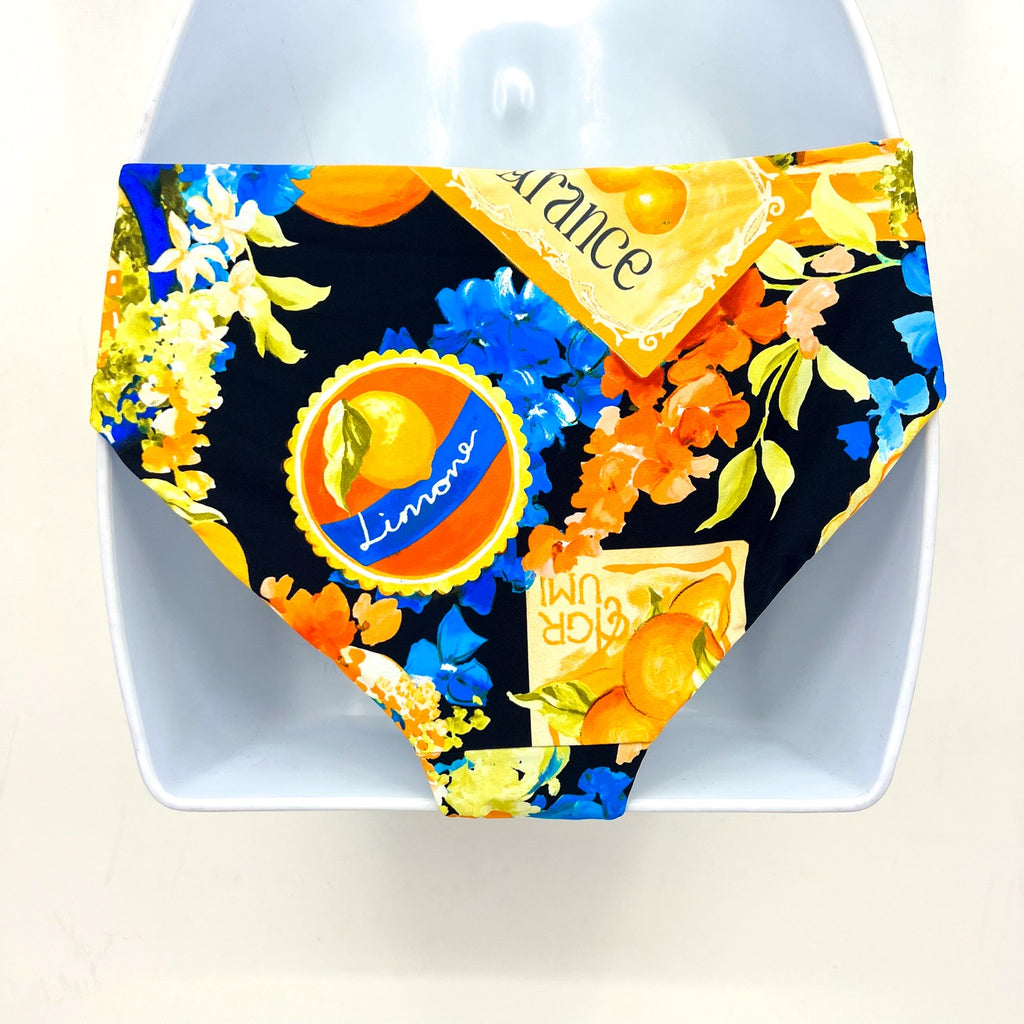 SEAFOLLY Women's Ciao Bella Hipster Bikini Pant Size 10 Blue Yellow Printed NWT