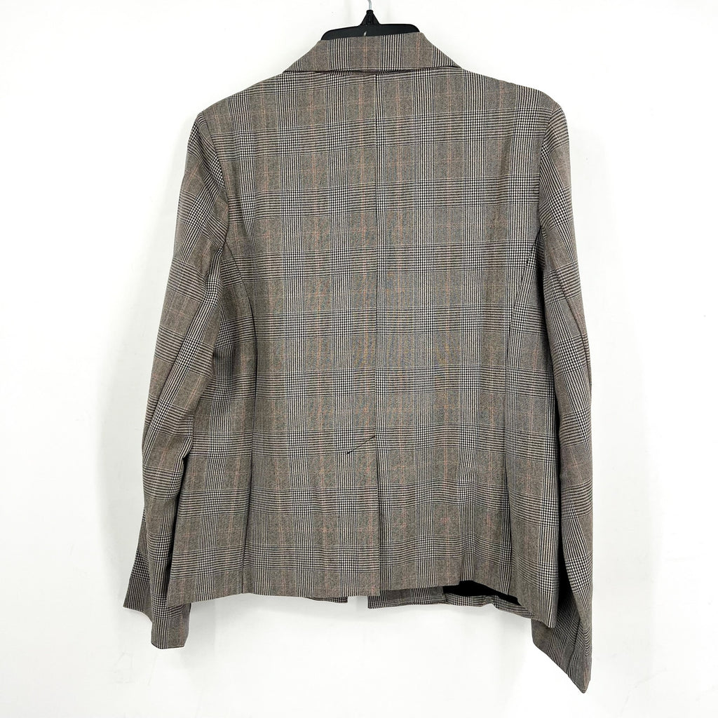 FORTUNE + IVY Women Double-Breasted Blazer Medium Glen Plaid Grey Multi NWOT