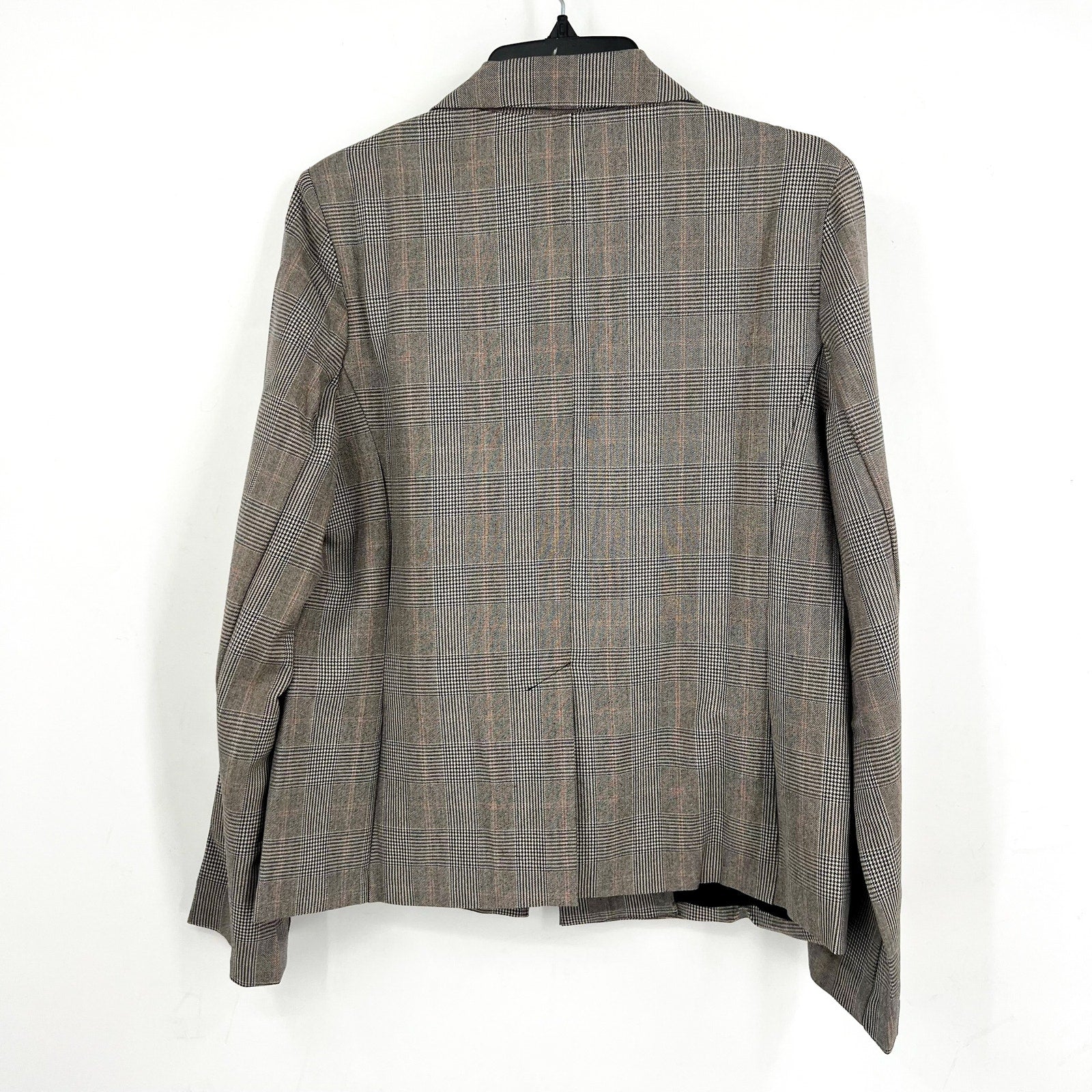 FORTUNE + IVY Women Double-Breasted Blazer Medium Glen Plaid Grey Multi NWOT