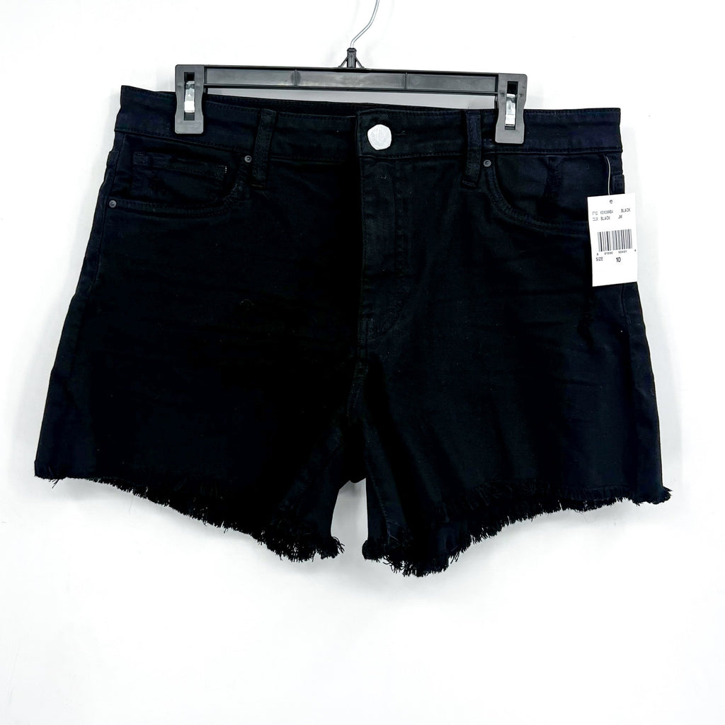 KUT FROM THE KLOTH Womens Jane Long Short Size 10 Black Frayed Hem High Rise NWT