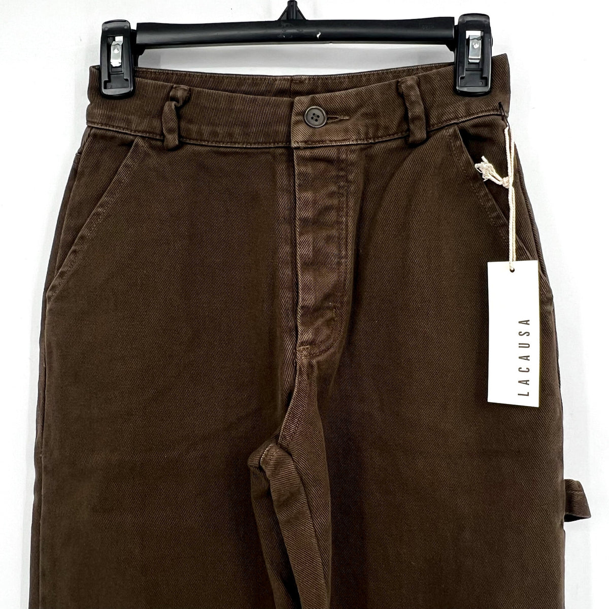 LACAUSA Women's Aiden Trouser Jeans Size 0 Green Brown Nori Wash Mid Rise NWT
