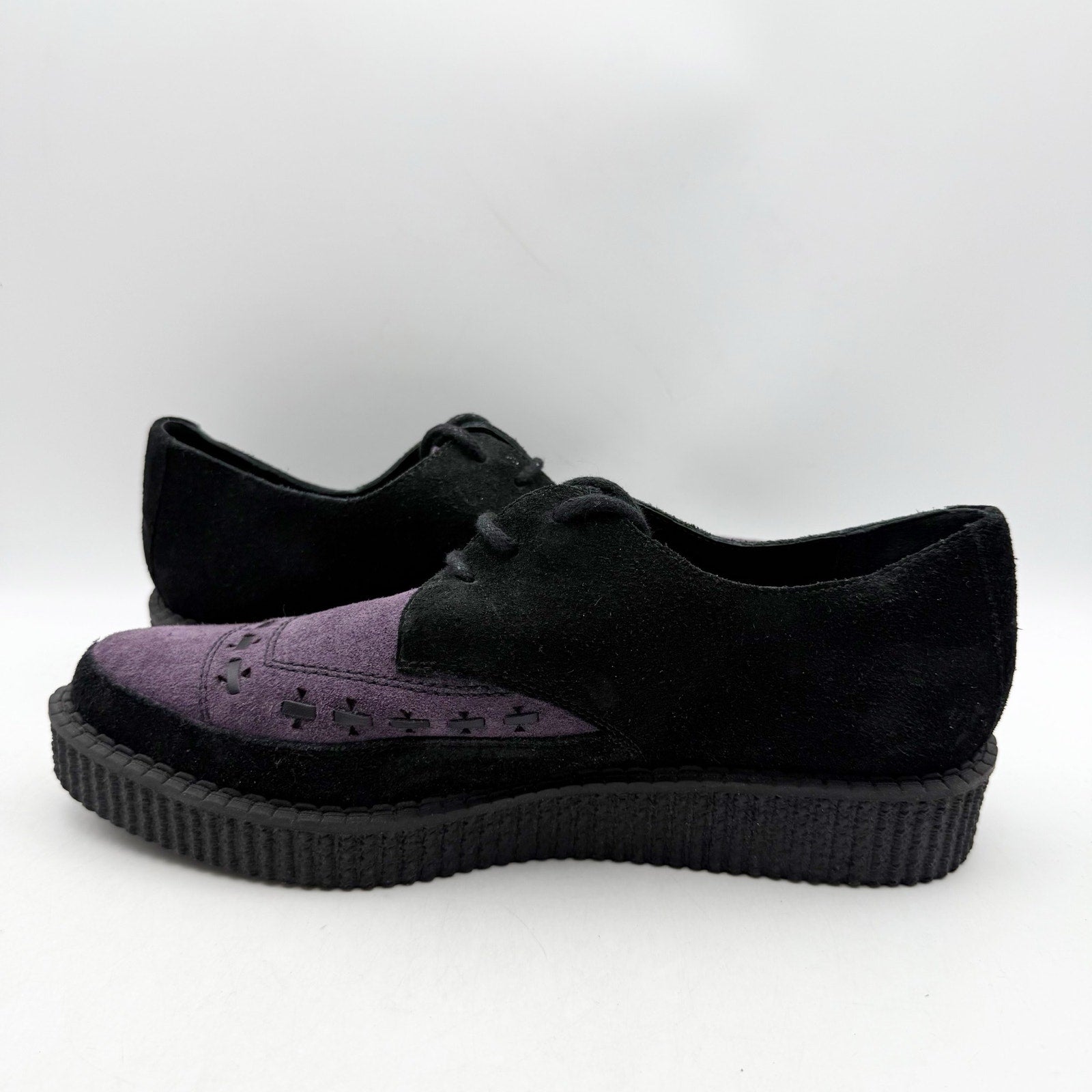 RE/DONE Women Creeper Oxford Shoe EU 40 US 10 Black Purple Suede Platform NWOB