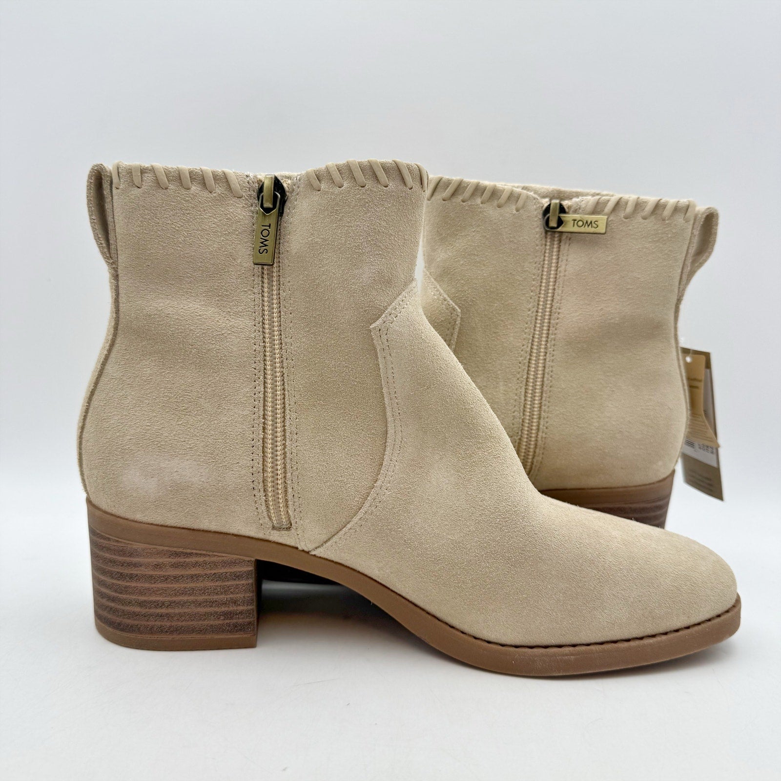 TOMS Womens Delilah Ankle Booties US 7.5 EU 38 Tan Suede Water Repellent NWOB