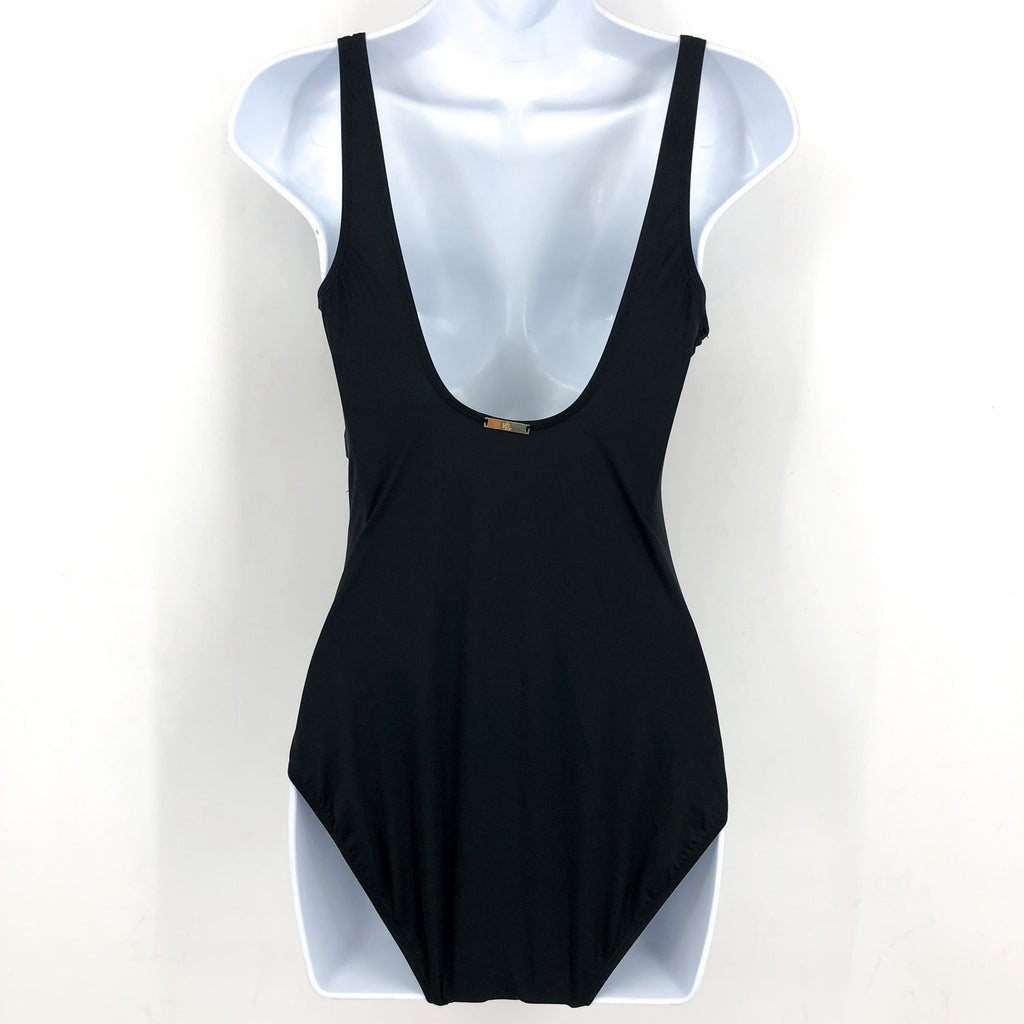 LAUREN RALPH LAUREN Twist One-Piece Swimsuit Size 8 Black Underwire OTS NWT