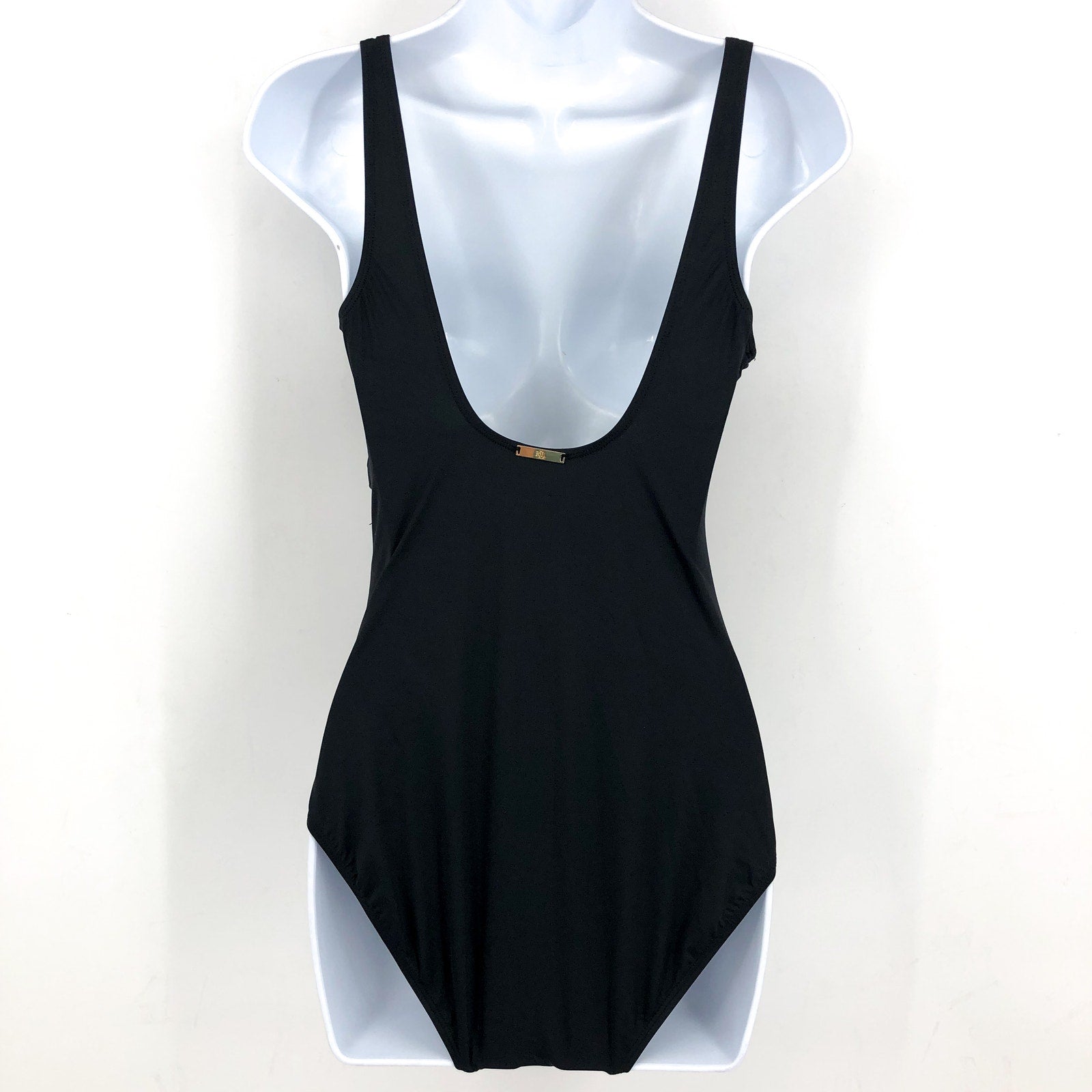 LAUREN RALPH LAUREN Twist One-Piece Swimsuit Size 8 Black Underwire OTS NWT