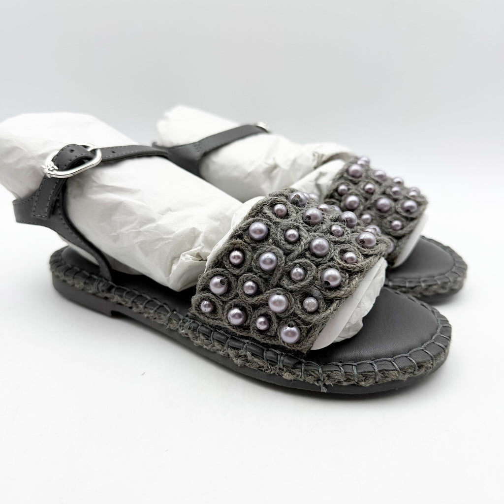 Sam Edelman Kids Holly Sandals US 2 M EU 33.5 Mockingbird Grey Linen NIB