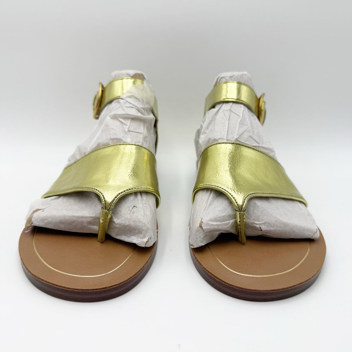 Franco Sarto Womens Ruth Ankle Strap Sandals Size 8 M Green Metallic NIB
