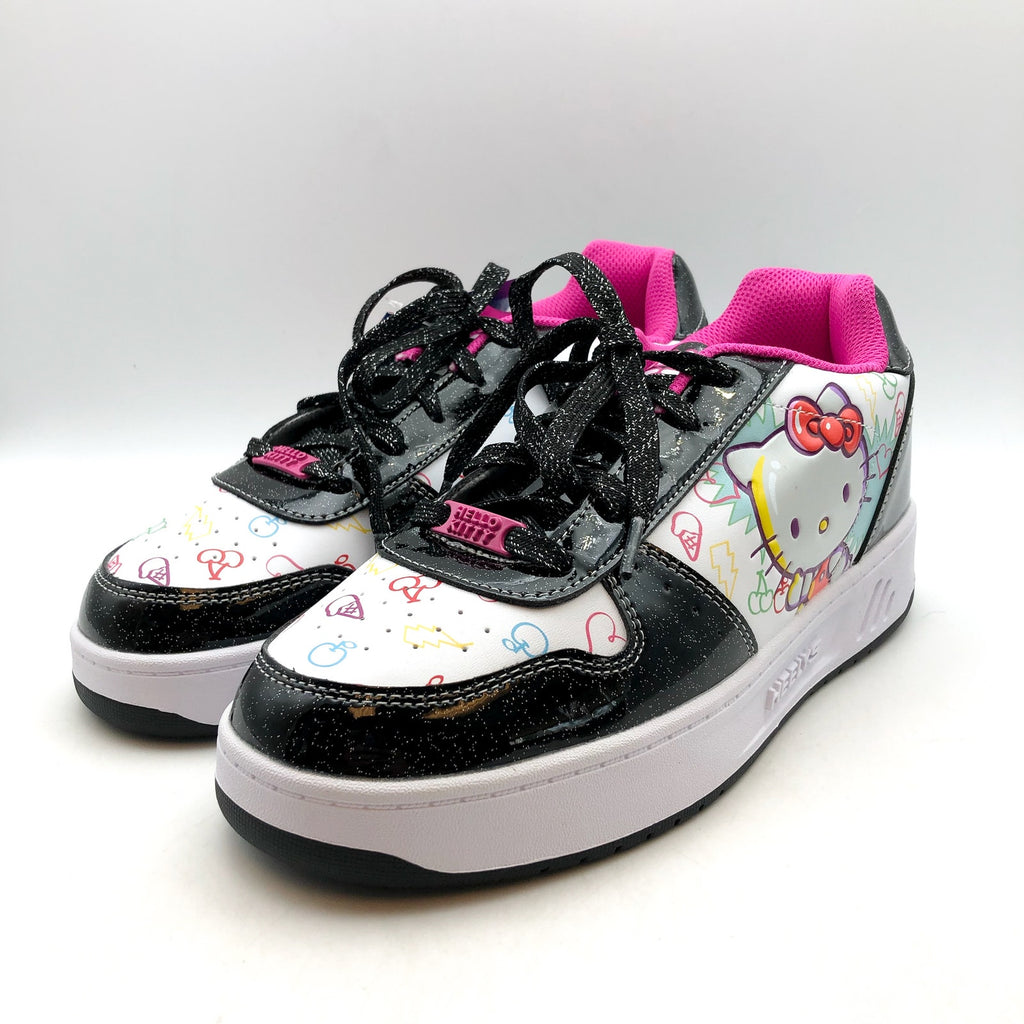 Heelys Hello Kitty Kama Sneakers BIG KIDS 7 Womens 8 WIDE Black White Wheels NIB