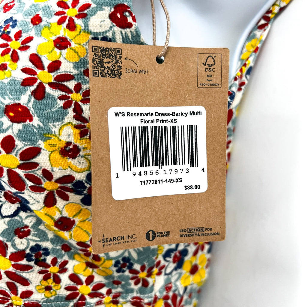 TOAD & CO Womens Rosemarie Dress XS Yellow Red Barley Floral Short Sleeve NWT