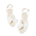 Loeffler Randall Women Dahlia Pleated Bow Heels US 6 Pearl Ivory Ankle Strap NIB