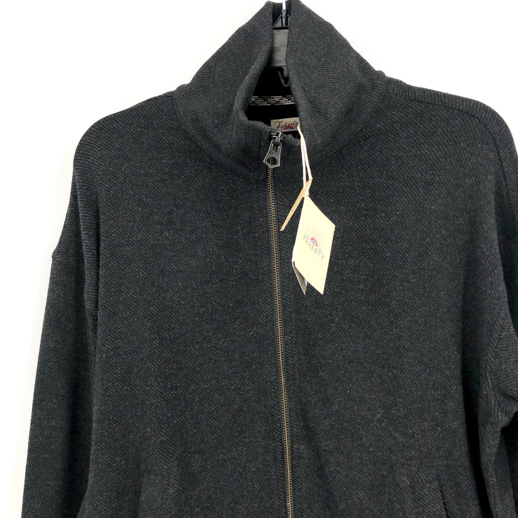 FAHERTY Legend Lounge Full Zip Sweatshirt Medium Heathered Black Twill NWT