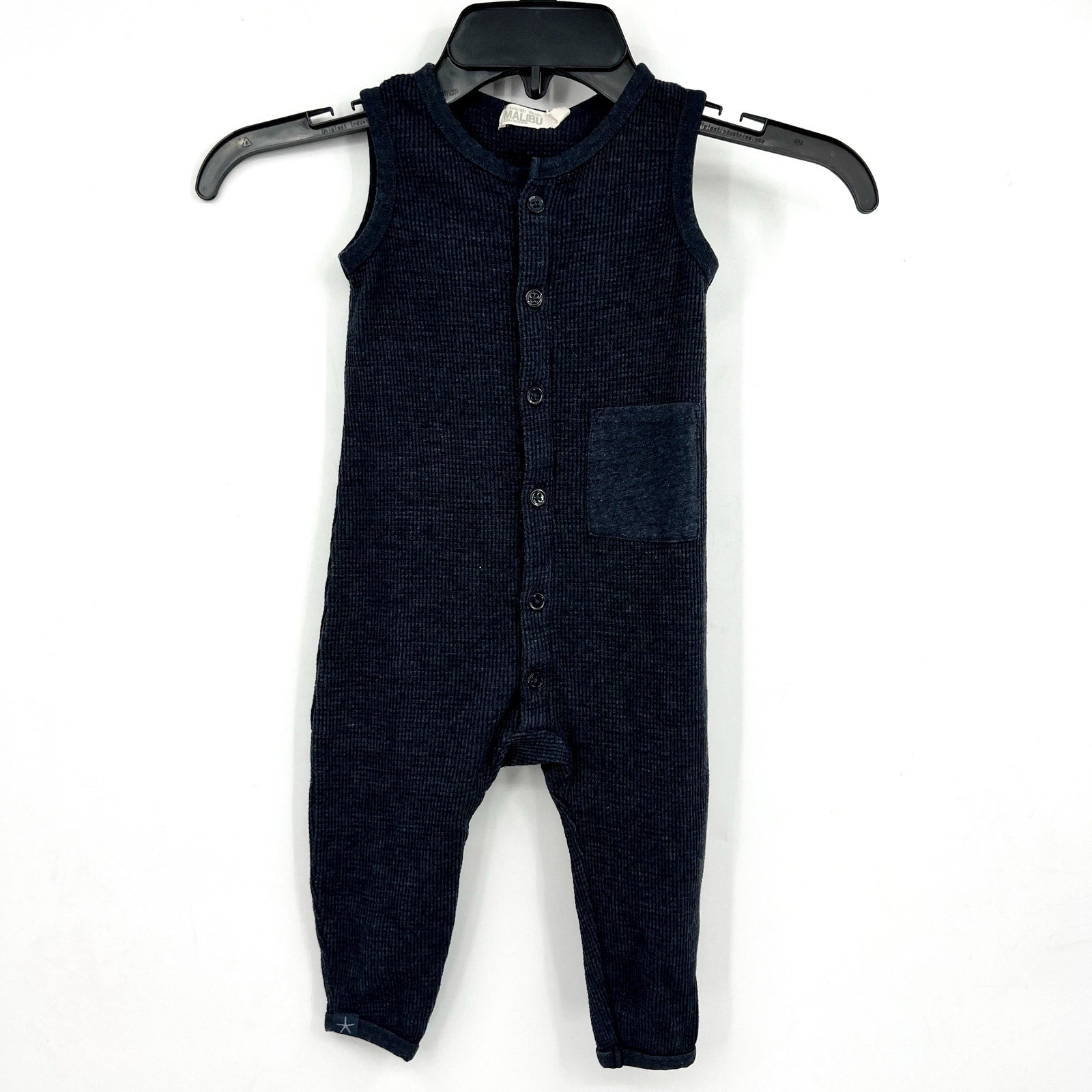 BAREFOOT DREAMS Cozychic Malibu Baby Waffle One Piece Set 12-18 Months Blue NWT
