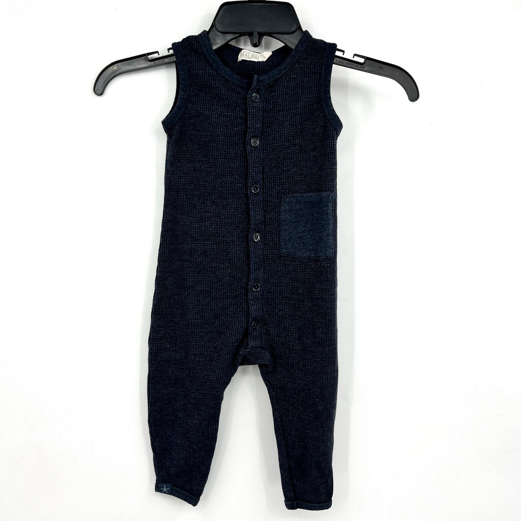 BAREFOOT DREAMS Cozychic Malibu Baby Waffle One Piece Set 12-18 Months Blue NWT
