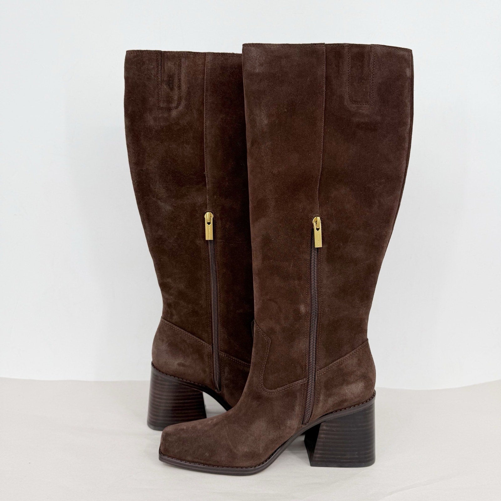 Vince Camuto Womens Sangeti Tall Heeled Boots US 7.5 Brownie Brown Suede NIB