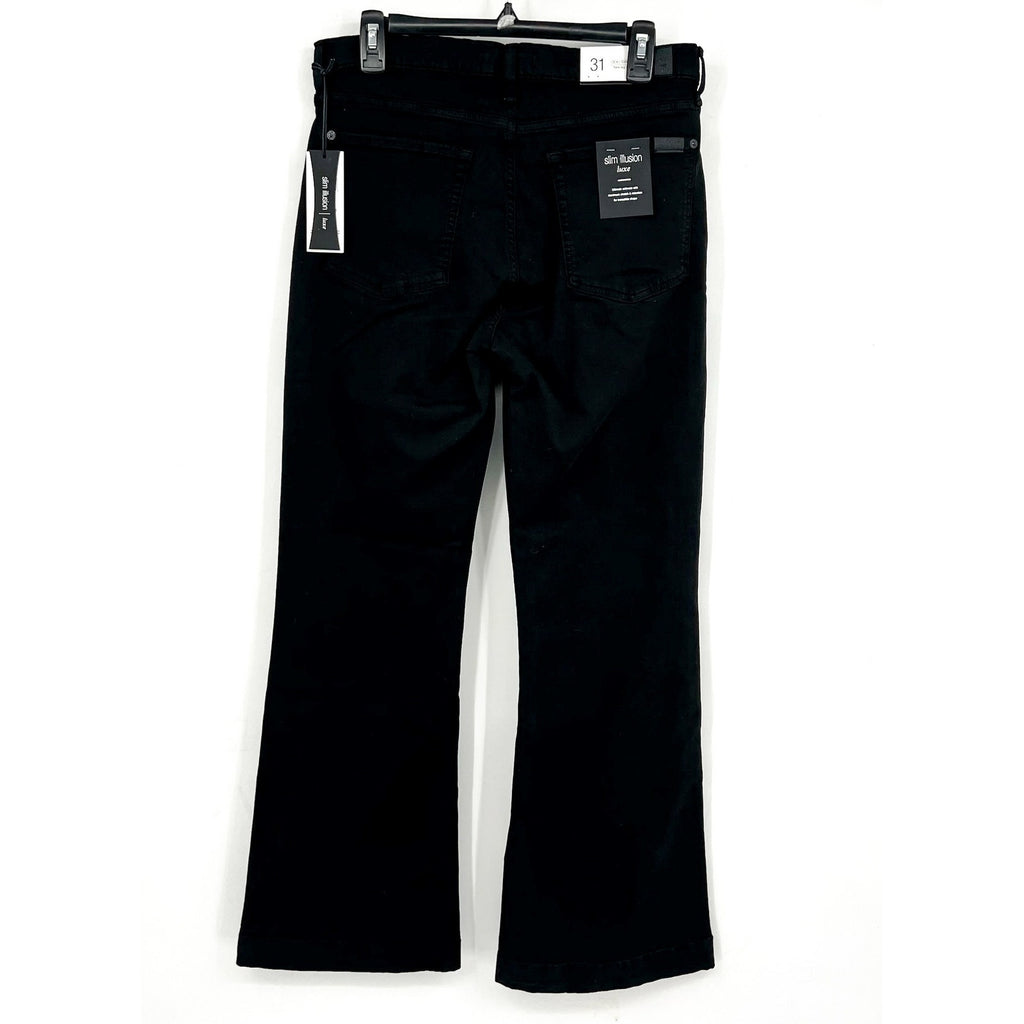 7 FOR ALL MANKIND Tailoress Dojo Flare Jeans Size 31 US 12 Black Illusion NWT