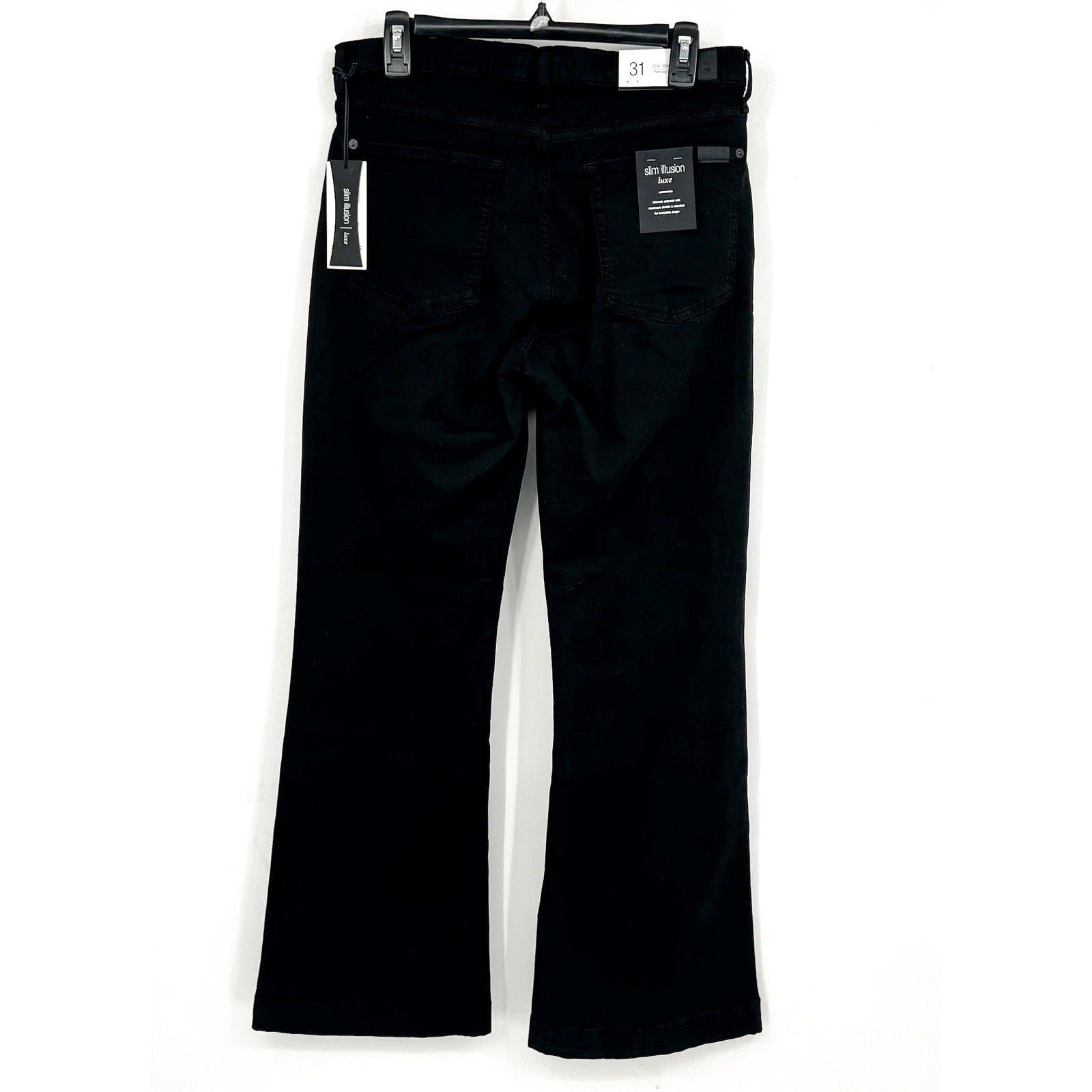 7 FOR ALL MANKIND Tailoress Dojo Flare Jeans Size 31 Black Slim Illusion NWT