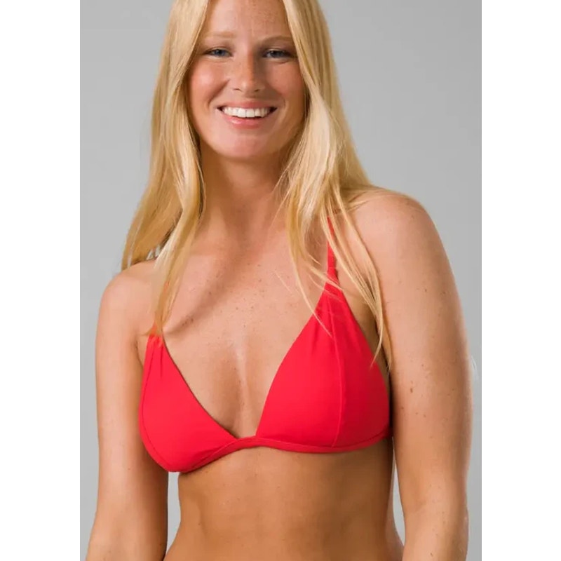 PRANA Women's Sunkissed Bikini Top Small Carmine Red Cross Back Stretch NWT
