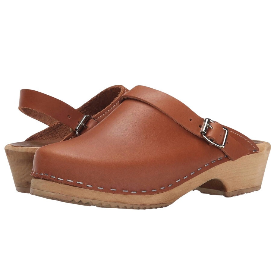 MIA Womens Alma Clogs EU 38 US 8 Luggage Brown Leather Slip On Swedish NIB