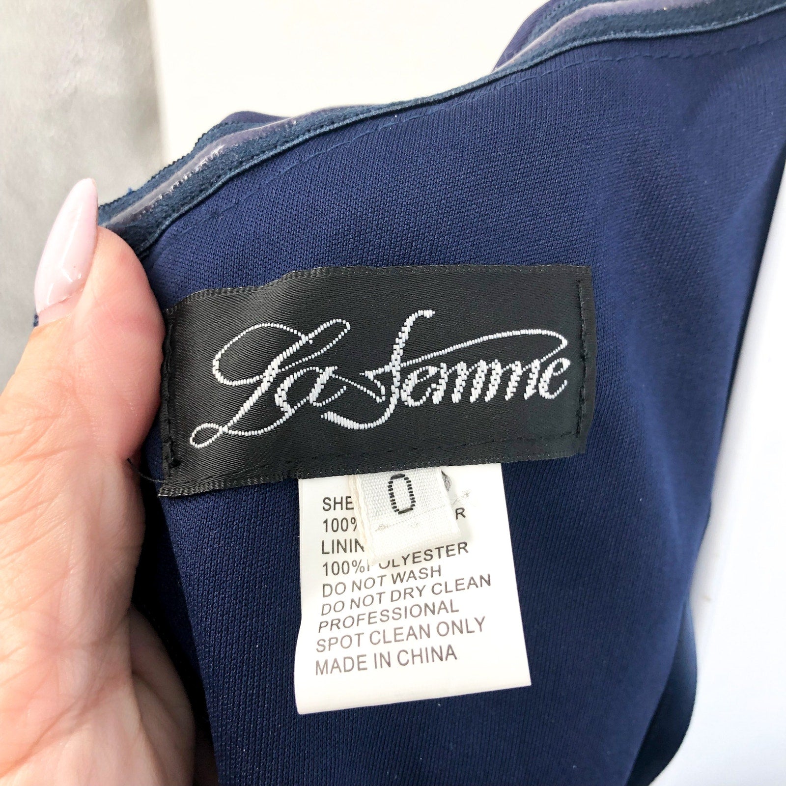 LA FEMME Strapless Sweetheart Long Dress Size 0 Navy Blue 30502 Mermaid Gown NWT