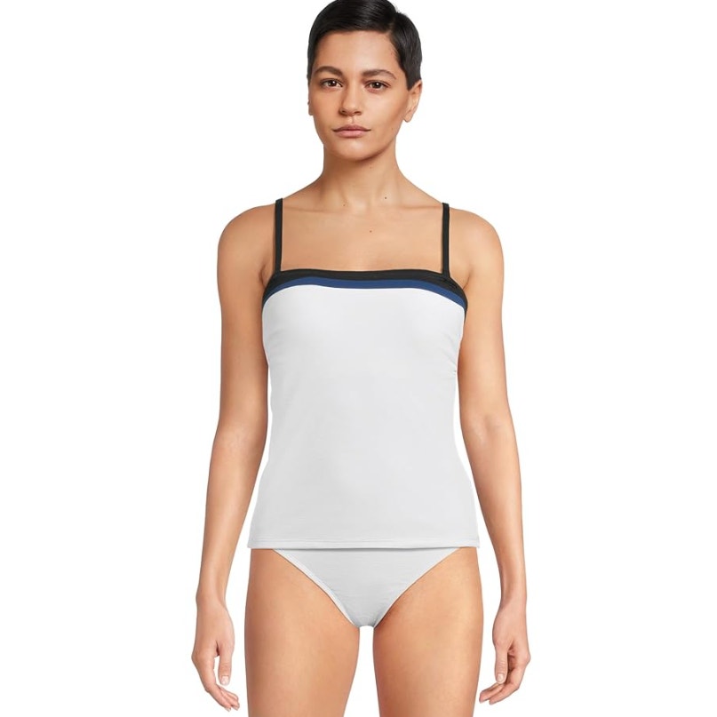 TOMMY BAHAMA Island Cays Colorblock Bandini Swim Top Medium White Blue NWT