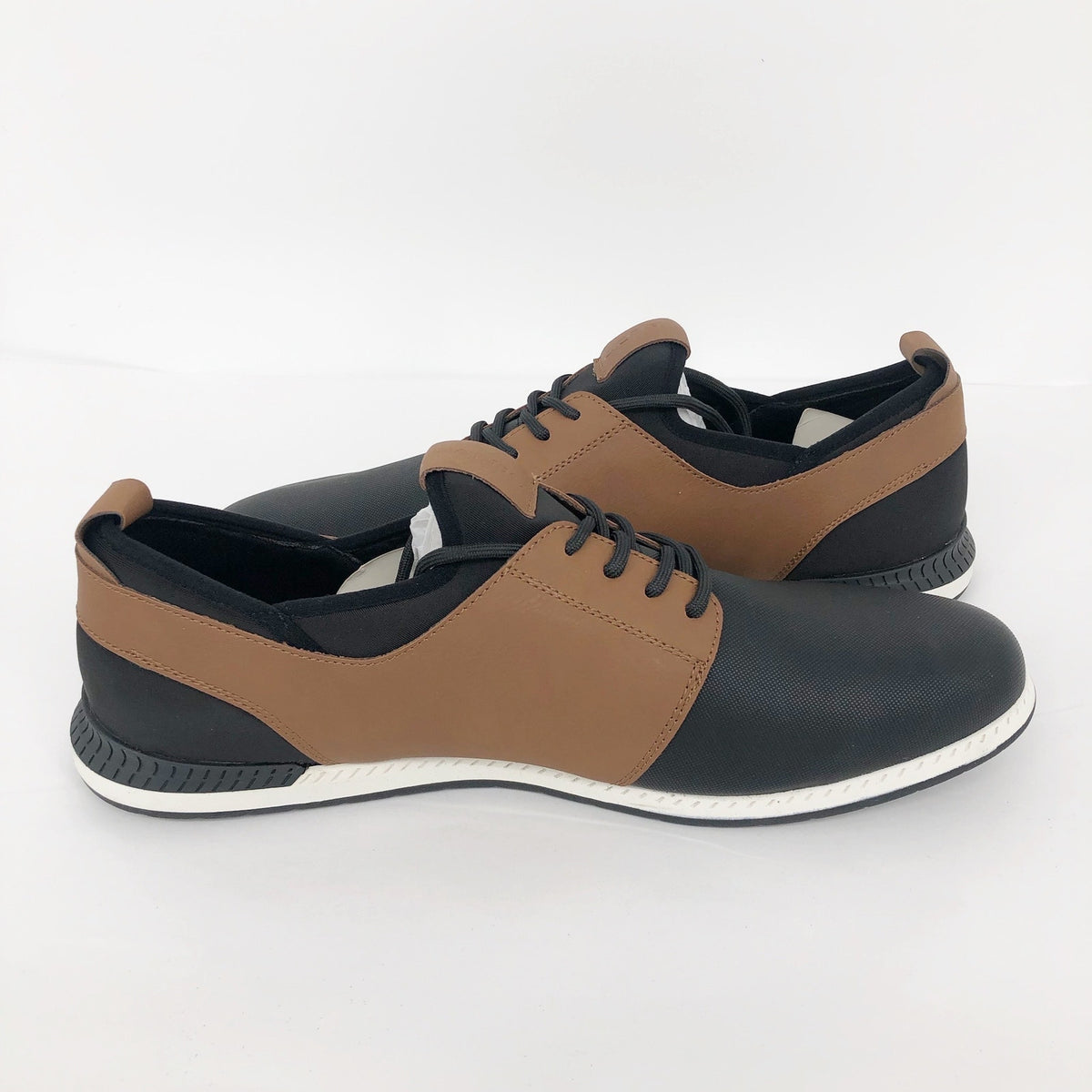 Aldo Mens Chase Casual Sneakers 13 Tan Black Lace Up Low Top Leather Modern NWOB