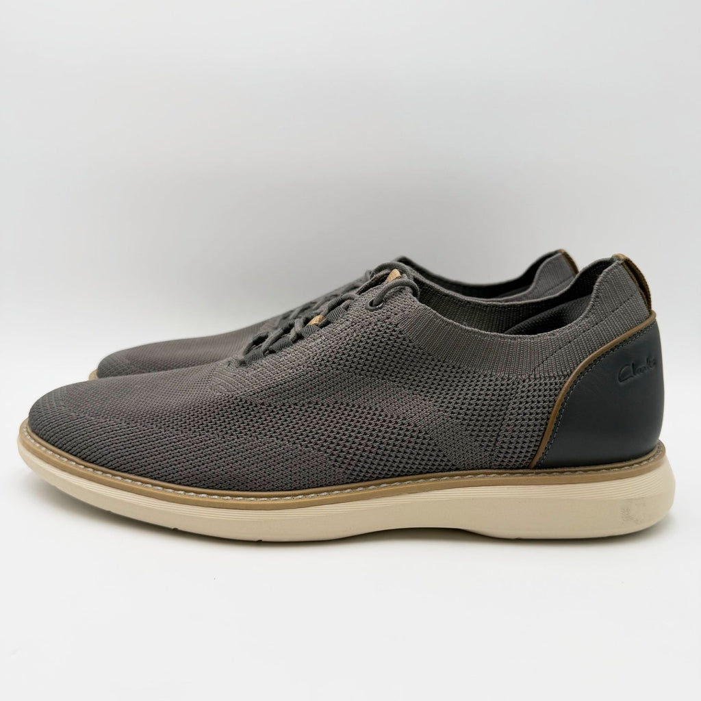 Clarks Mens Brantin Knit Casual Oxford Sneakers Size 11 Wide EU 44.5 Grey NIB
