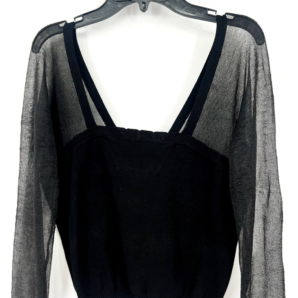FREE PEOPLE Night After Night Top Large Black INTIMATELY FP Long Sleeve NWT