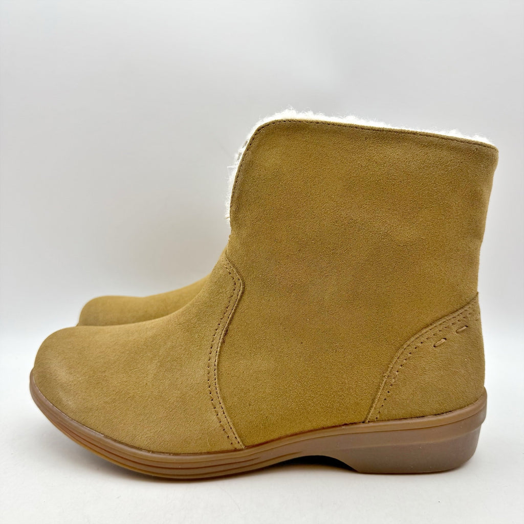 Spenco Womens Sun Valley Ankle Boots US 12 M Tan Suede Sherpa Lined NIB