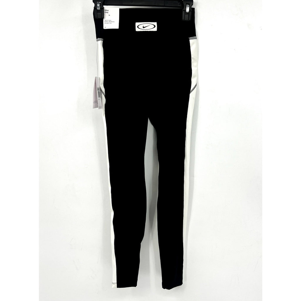 NIKE Women's One Full-length Leggings XS Black White Colorblock Mid-rise NWT