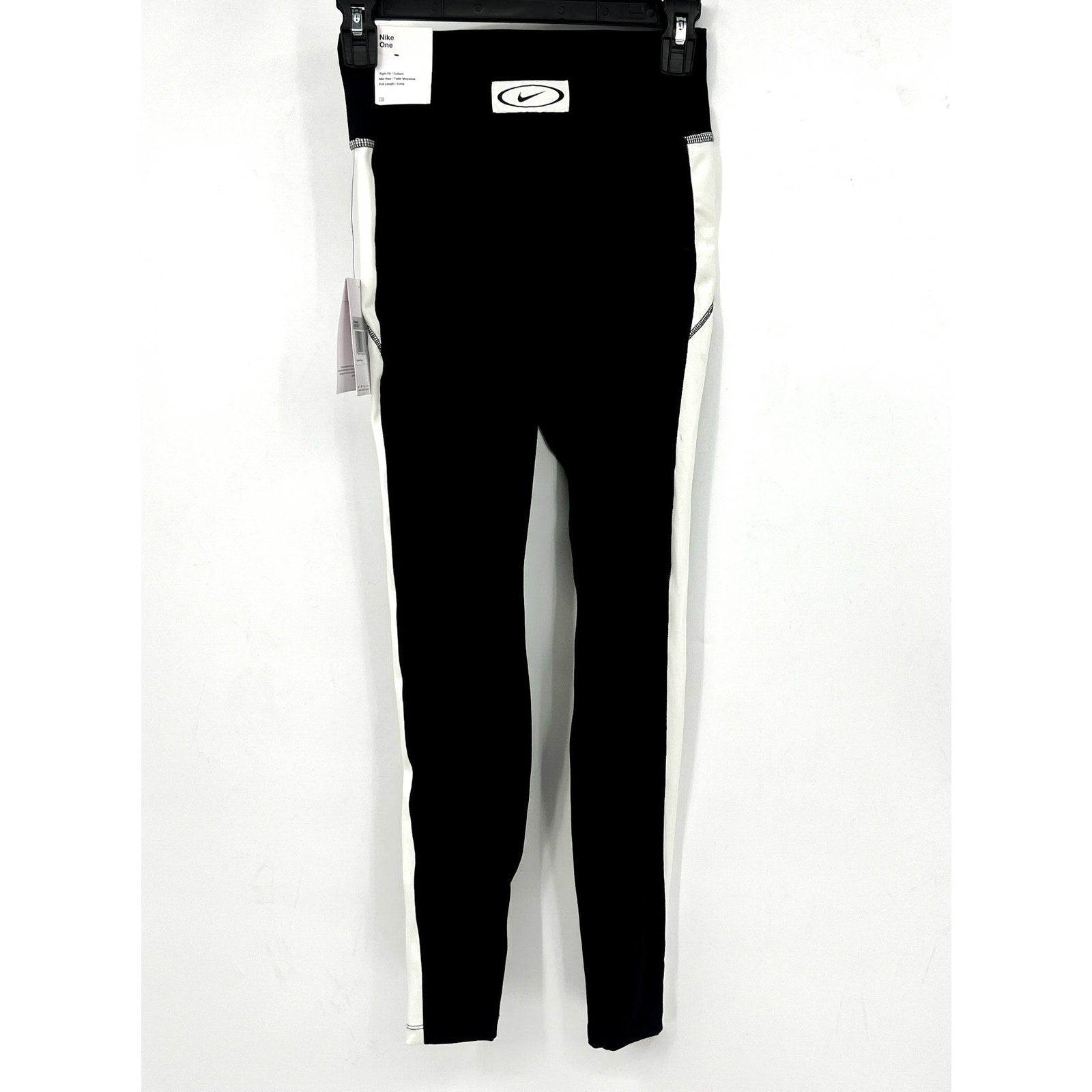 NIKE Women's One Full-length Leggings XS Black White Colorblock Mid-rise NWT