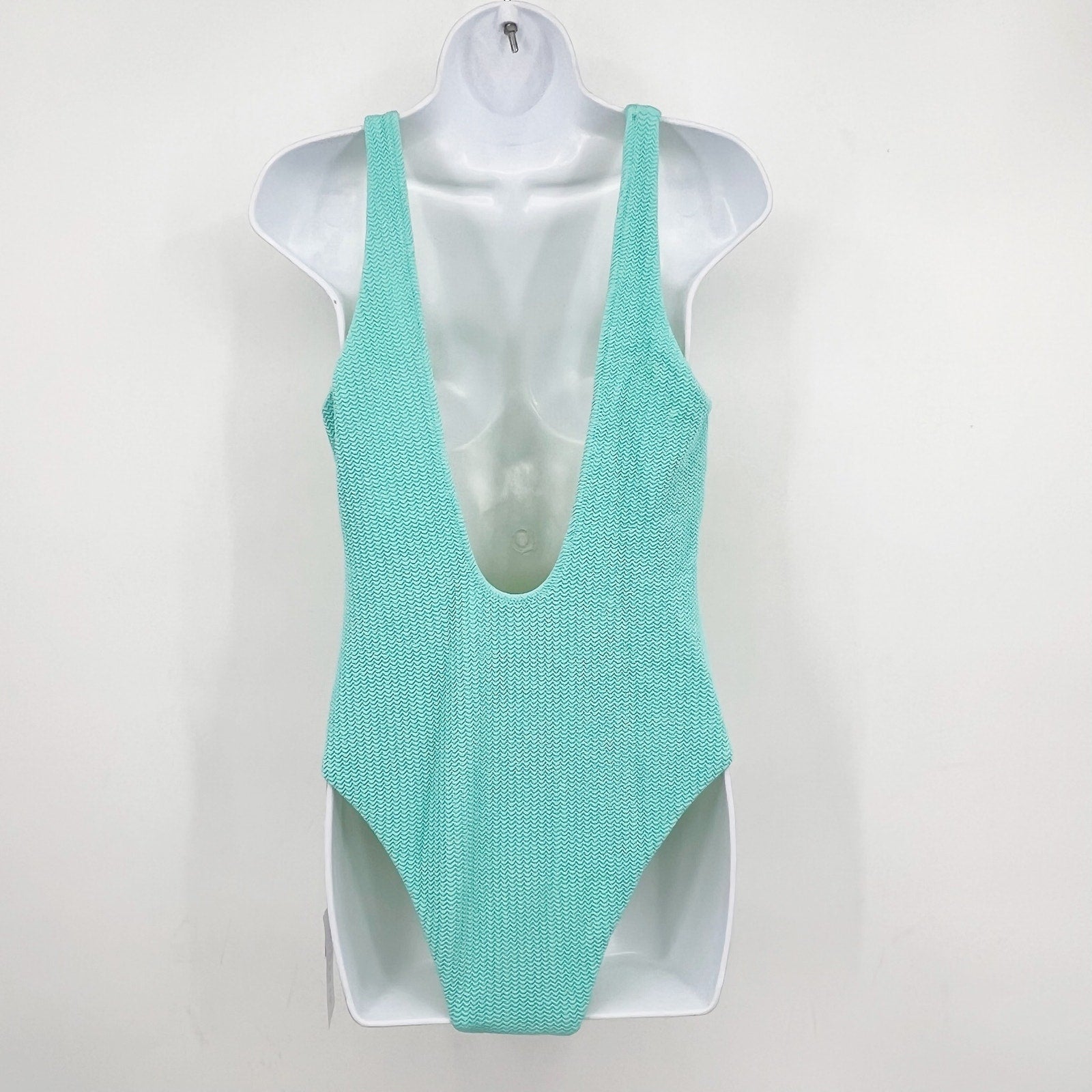 SEAFOLLY Spliced V Neck One Piece Swimsuit Size 10 Green Blue Lime Burst NWT