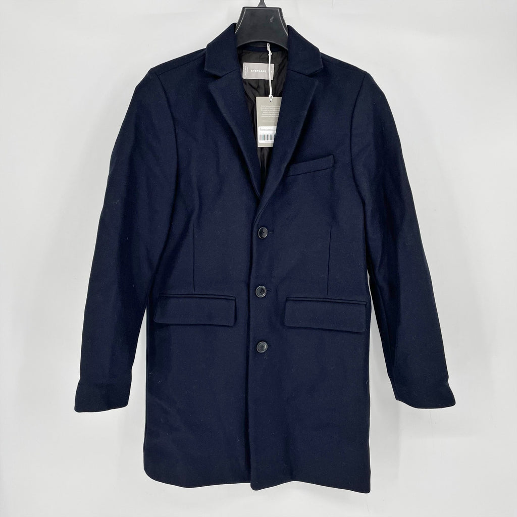 Everlane Mens The ReWool Overcoat Size Small Navy Blue Wool Blend NWT $298