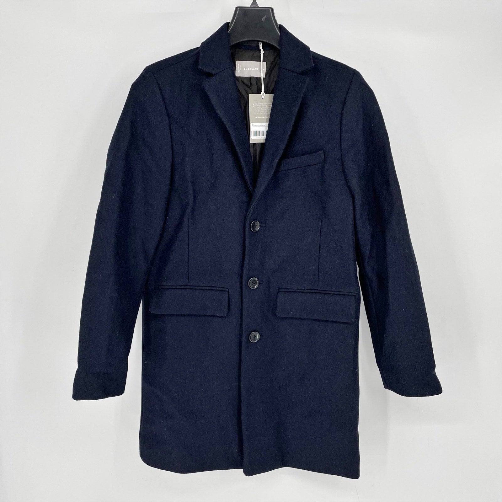 Everlane Mens The ReWool Overcoat Size Small Navy Blue Wool Blend NWT $298